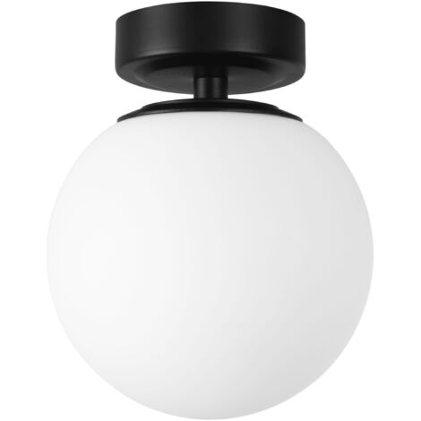 Giro - Lámpara de Techo para Baño con IP44 para Bombilla E14 en Forma de Esfera. Plafón de Techo de Color Negro (1/2)