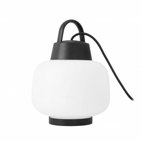 Lampe d'extérieur à poser avec poignée - Hauteur 30 cm - Blanc et Noir