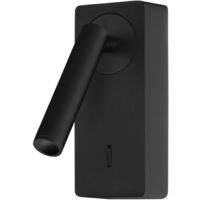 Colo - Luz de Lectura para Dormitorio LED Luz Cálida 3000K con Interruptor. Aplique de Pared Cabecero de Cama Negro