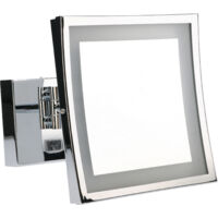 Espejo de Aumento para Maquillaje con Luz LED. Espejo Retroiluminado para Baño con Brazo Extendible y Ajustable. Cromo