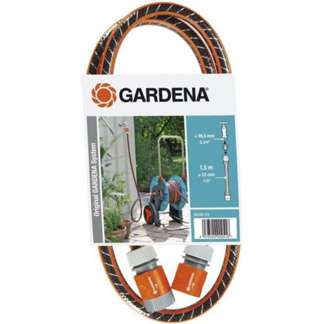 Equipamiento de conexión GARDENA 18053-20 - Manguera de riego y accesorios para conexión a enrollador - 1,5 m
