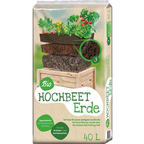 Floragard Uni Bio Hochbeet Erde 40L, Hochbeeterde, Gemüseerde, Paprikaerde, torfred.