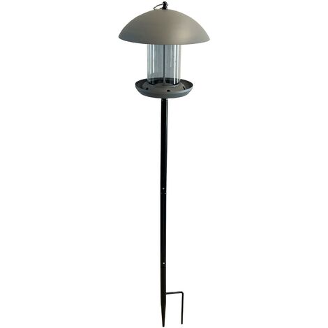 Pole Mounted Metal Bird Seed Feeder Table with Dome Roof (1/5)