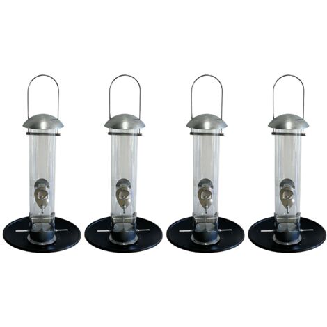 Heavy Duty Aluminium Bird Seed Feeder with Seed Catcher Tray (Set of 4) (1/5)