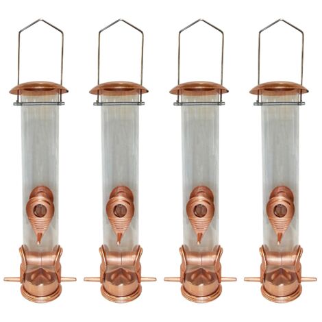 Copper Style Hanging Bird Seed Feeder with 4 Feeding Ports (Set of 4) (1/5)