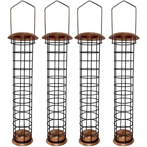 Large Copper Style Hanging Bird Suet Fat Ball Feeder (Set of 4) (1/5)