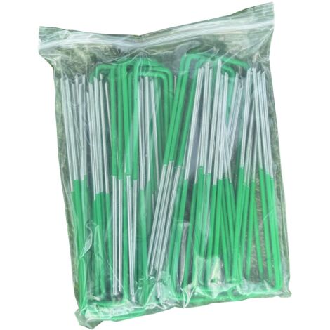 150mm Galvanized Steel Artificial Grass & Weed Fabric U-Shaped Fixing Pins (Pack of 50) (1/5)