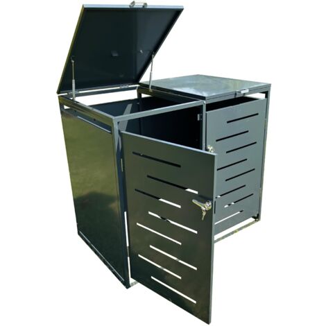 Metal Wheelie Bin Store in Dark Grey (Double) (1/5)