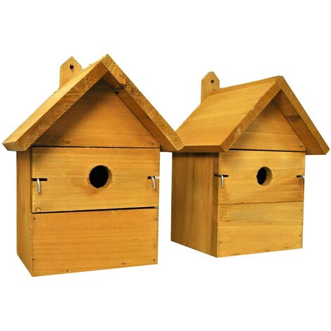 Wooden Multi-Hole Birdhouse Garden Nest Boxes (Set of 2)