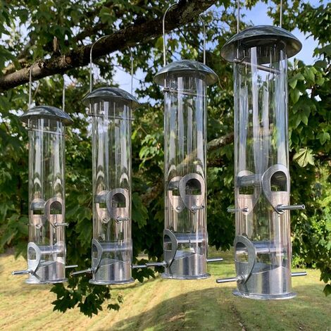 Heavy Duty Aluminium Bird Seed Feeders With 4 Feeding Ports (set Of 4)