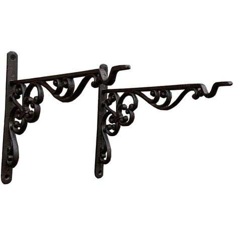 Cast Iron Decorative Hanging Basket Bracket 35cm (Set of 2)