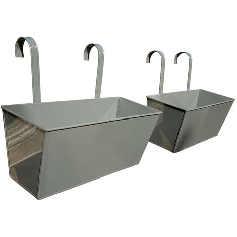 French Grey Balcony Hanging Planters (Set of 2)