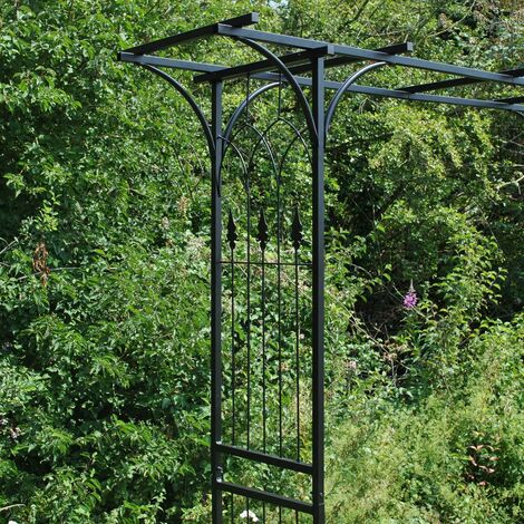 Metal Fleur de Lys Garden Arbour Style Arch with Ground Spikes