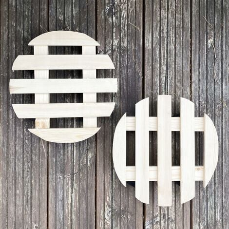 Set of 2 Round Wooden Plant Pot Trolley Movers (30cm)