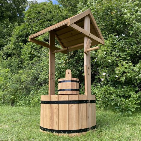 Large Wooden Wishing Well Garden Planter