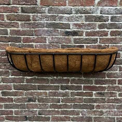 Set Of 2 Manor Garden Black Metal Wall Basket Manger Trough Planters