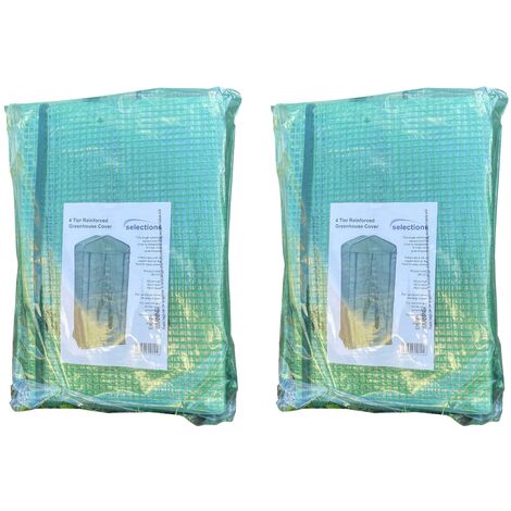 4 Tier Mini Greenhouse Re-inforced Replacement Cover (Set of 2)