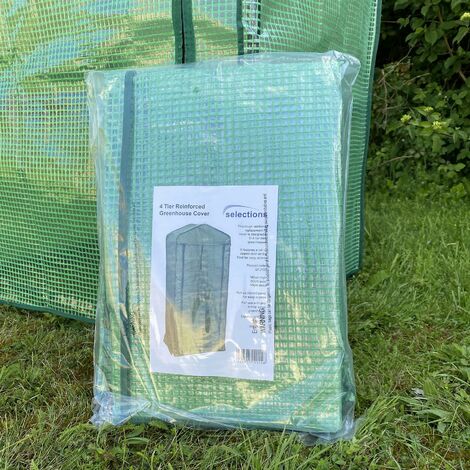 4 Tier Mini Greenhouse Re-inforced Replacement Cover (Set of 2)