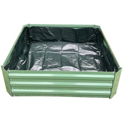 Metal Raised Vegetable Bed in Green (100cm x 30cm) with Liner (1/5)
