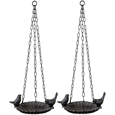 Hanging Cast Iron Garden Bird Bath (Set of 2)