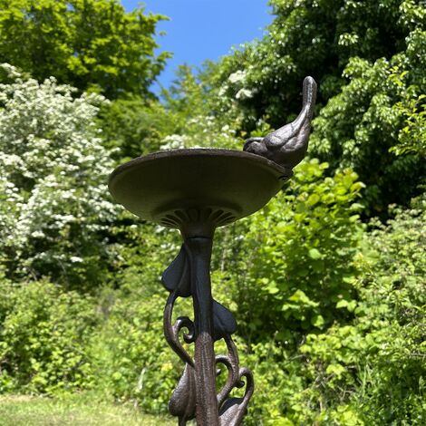 Ornate Cast Iron Bird Bath Ground Stake