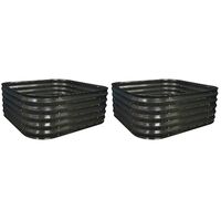 Set of 2 x Large Metal Raised Vegetable Bed in Dark Grey (120cm)