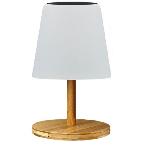 Lampada da tavolo solare e ricaricabile - LUMISKY - STANDY MINI WOOD SOLAR - H25 cm - LED bianco caldo e bianco dimmerabile (1/5)