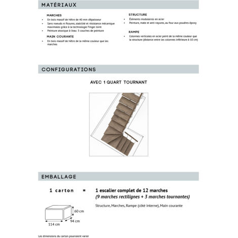 Tech - Escalier quart tournant - 12 Marches