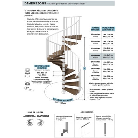 Gamia Wood - Escalier en colimaçon - Ø 120 cm - 13 Marches