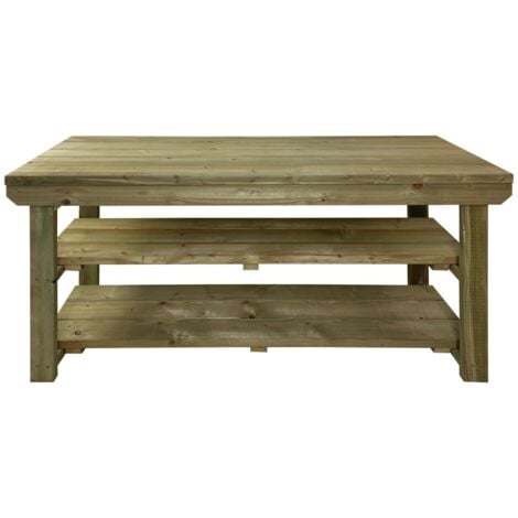 Wooden Super Heavy Duty Indoor / Outdoor Workbench, 3ft (90cm) Double shelf