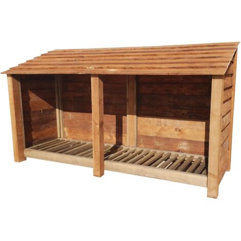 Wooden Log Store, W227xH126cm (Brown finish)