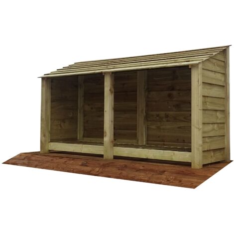 Wooden Log Store, W227xH126cm (Light green, natural finish)