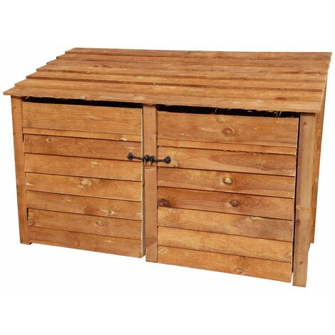 Wooden Log Store, W227xH126cm (Light green, natural finish) With doors