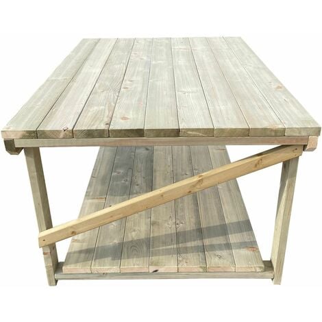 Wooden Super Heavy Duty Indoor / Outdoor Workbench, 3ft(90cm) Depth, 3ft(90cm) length, Double shelf