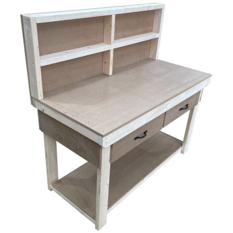 Wooden MDF Top Workbench With Drawers (V1), 4ft (120cm) With back panel