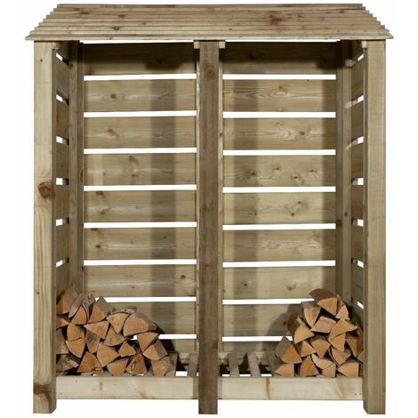 Slatted wooden log store W-146cm, H-180cm, D-88cm - natural (light green) finish