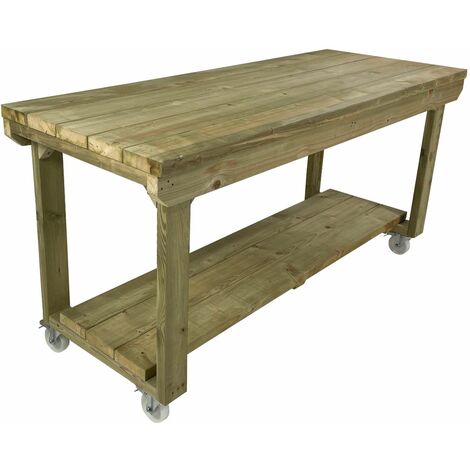 Wooden Super Heavy Duty Indoor / Outdoor Workbench, 4ft (120cm With wheels
