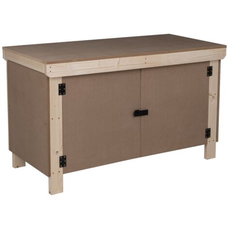 Wooden MDF Top Workbench With Lockable Cupboard (V.9) (H-90cm, D-70cm, L-120cm) (1/4)