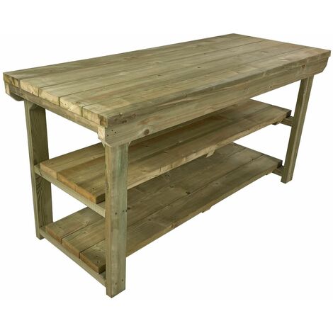 Wooden Super Heavy Duty Indoor / Outdoor Workbench, 5ft (150cm) Double shelf