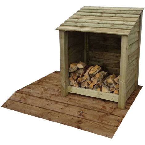Wooden Log Store, W99xH126cm (Light green, natural finish)