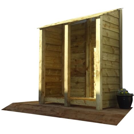 Wooden Log Store, W146xH180cm (Light green, natural finish)