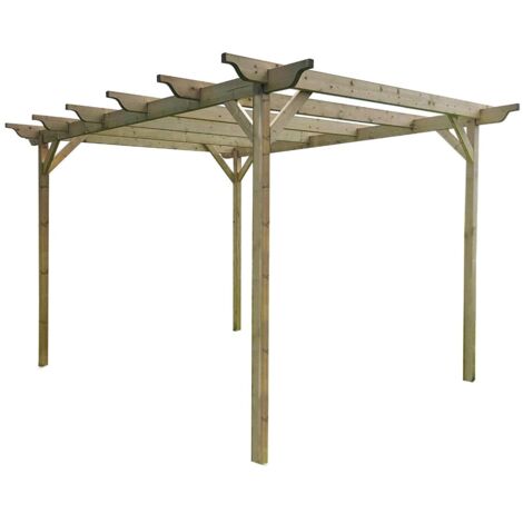 Sculpted Wooden Garden Pergola Kit,   2.4m  x  4.8m , (4 uprights) Light green