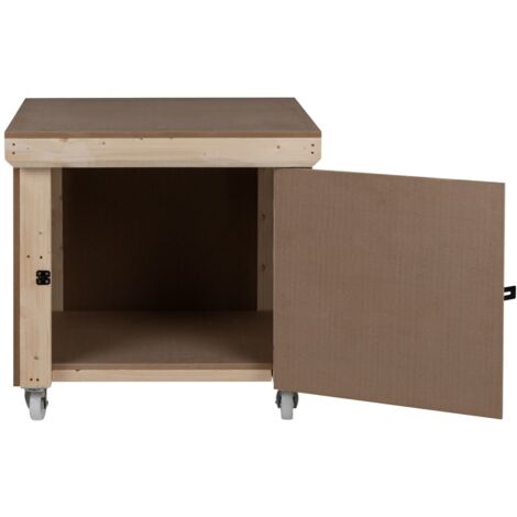 Wooden MDF Top Workbench With Lockable Cupboard (V.9) (H-90cm, D-70cm ...