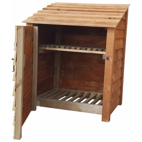 Wooden Log Store, W99xH126cm (Brown finish) With doors and With Kindling Shelf