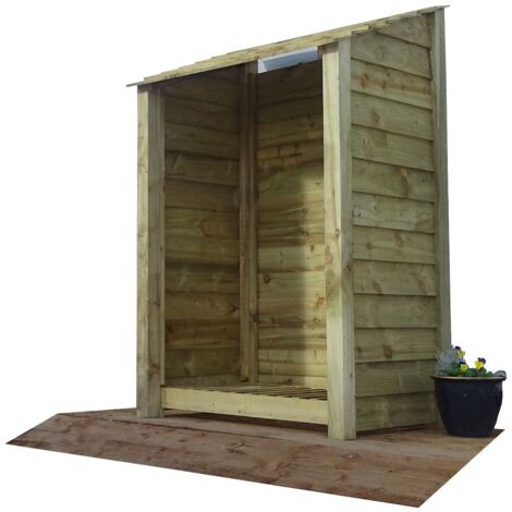 Wooden Log Store, W119xH180cm (Light green, natural finish)