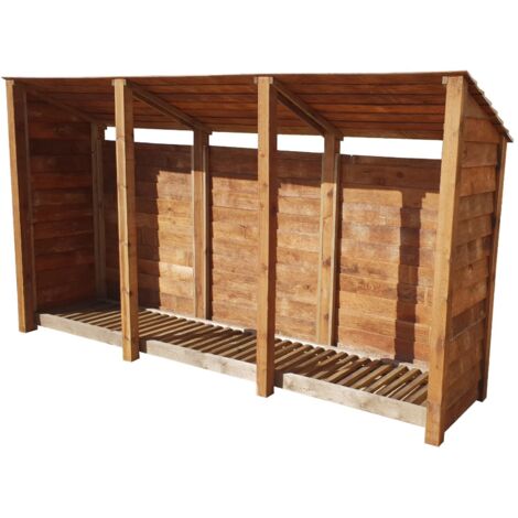 Wooden Log Store Reverse Roof, W335xH180cm (Brown finish)
