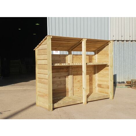 Wooden Log Store Reverse Roof, W227xH126cm (Brown finish)