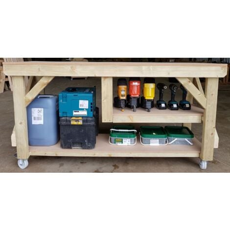 Industrial Wooden MDF Workbench With Half Shelf For Multi Storage, 5ft (150cm)