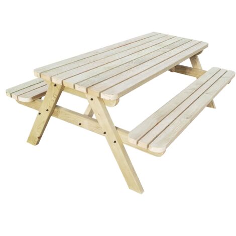 4ft (120cm) Pub style picnic table and bench, natural (light-green) finish, Fortem rounded corners