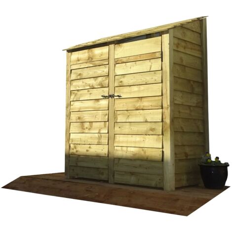 Wooden Log Store, W146xH180cm (Light green, natural finish) With doors